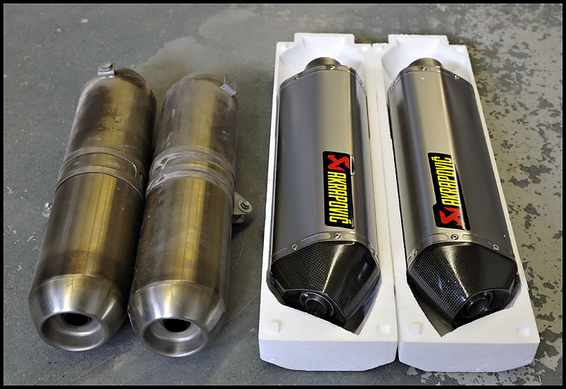 Stock Exhaust Compared to Akrapovic